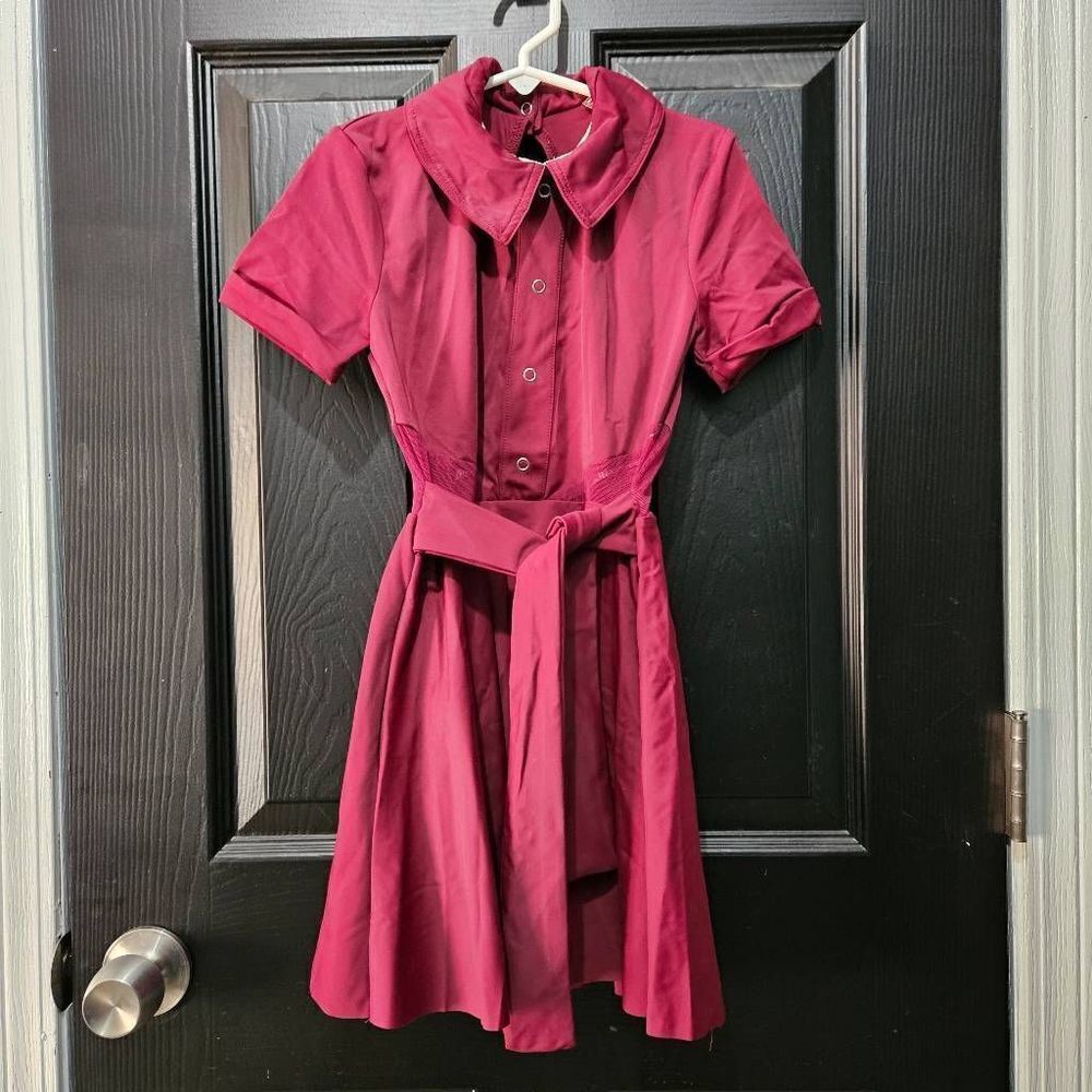 Weissman NWOT adult small dance costume maroon lyrical dress contemporary solo